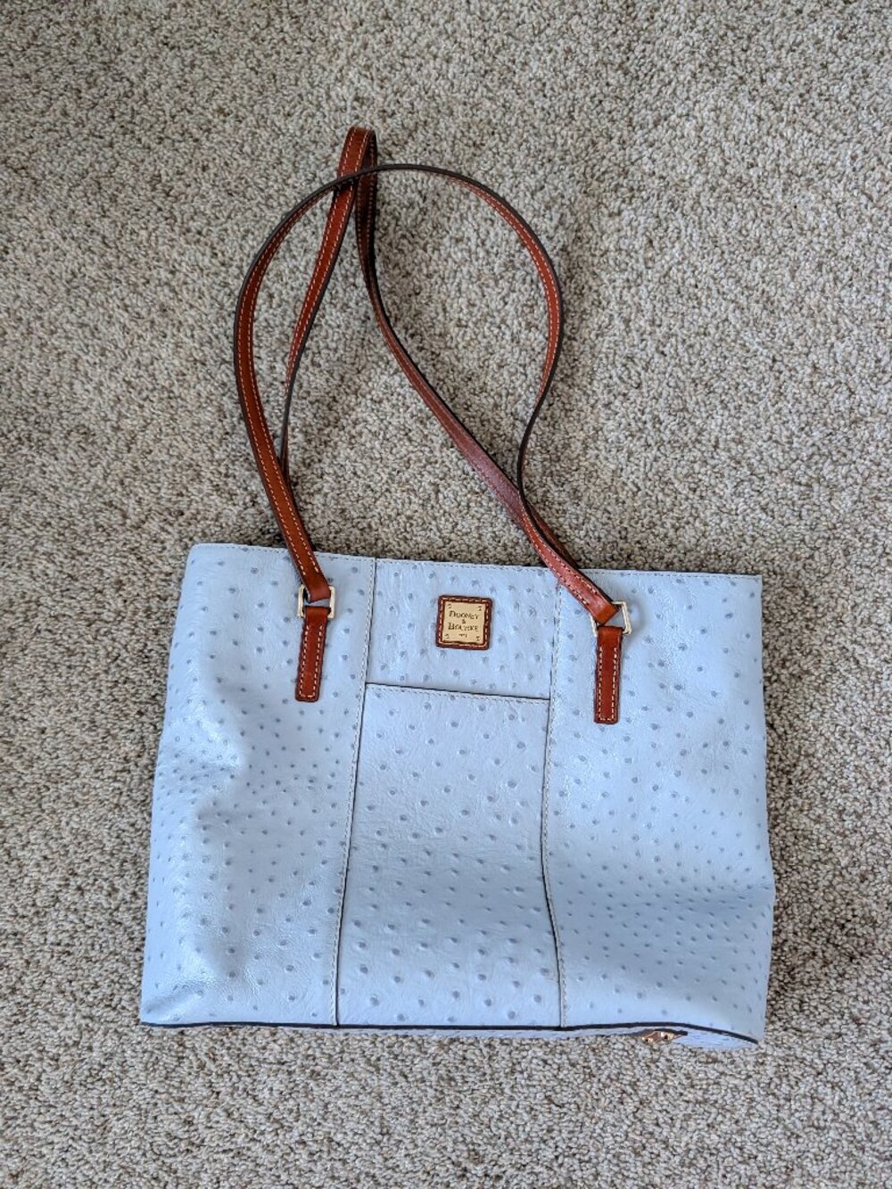 Dooney & Bourke light blue ostrich leather 'Lexington' tote purse